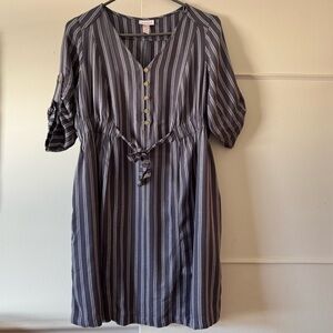 Maternity Striped Button-Down Dress